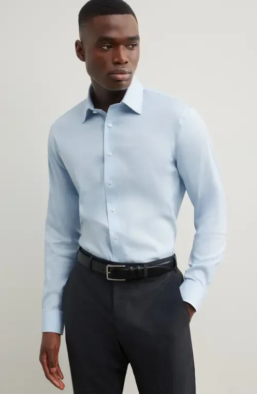 Trim Fit Solid Premium Performance Dress Shirt by Nordstrom