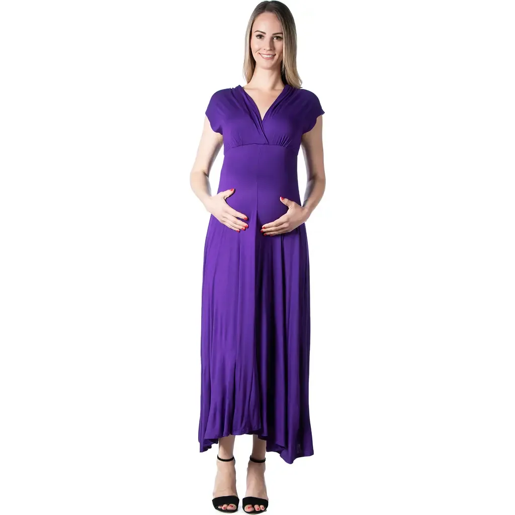 Cap Sleeve V-Neck Maxi Dress
