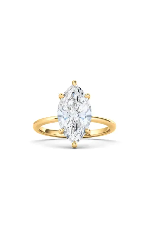 Marquise Cut Lab Created Diamond Ring in 18K Yellow Gold by HauteCarat