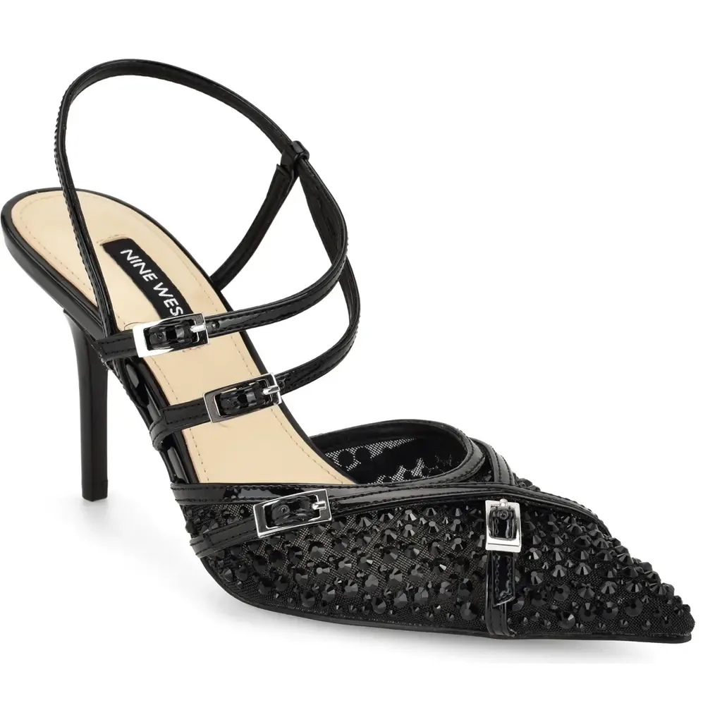 Pertee Crystal Embellished Ankle Strap Pump by Nine West