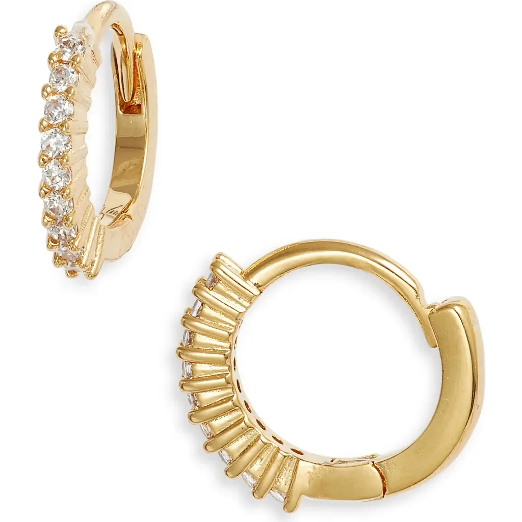 Cubic Zirconia Thin Huggie Hoop Earrings