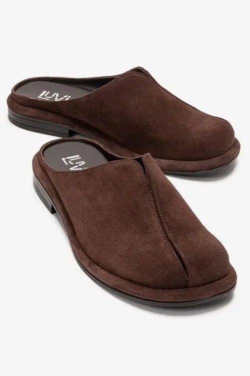 Tansy Leather Mule in Brown Suede by Forever & Always Shoes