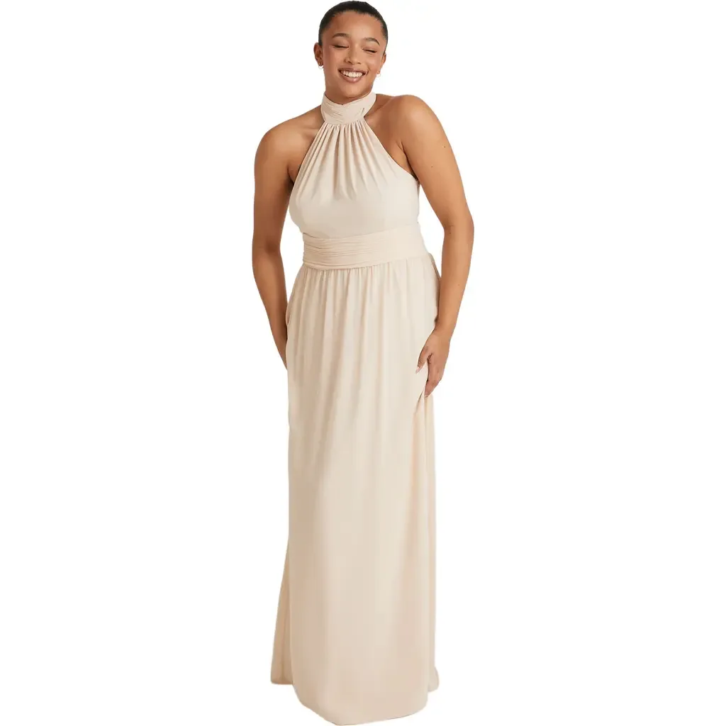 Halter Neck Chiffon Bridesmaid Dress by Six Stories