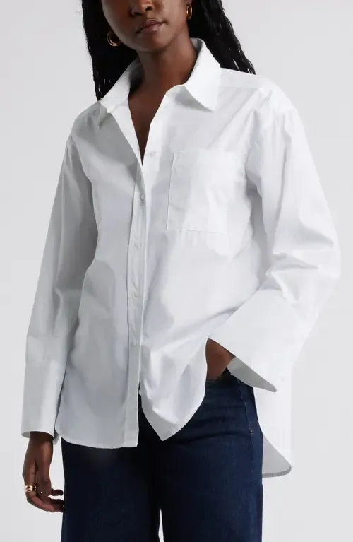 Cotton Poplin Button-Up Shirt by caslon(r)