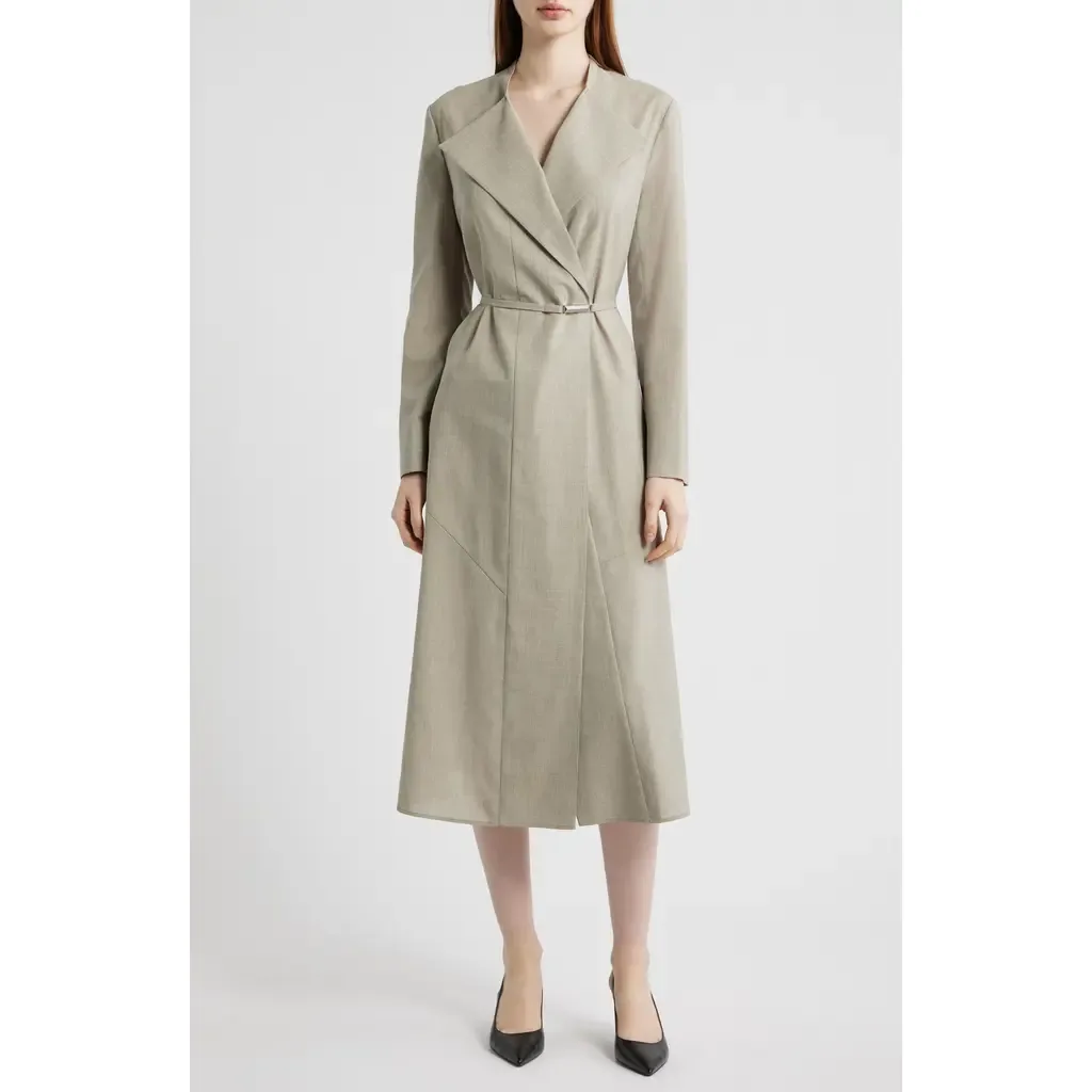 Dimosal Long Sleeve Wool Midi Dress by BOSS
