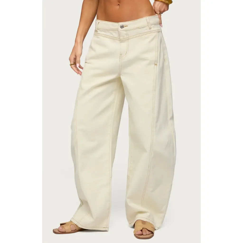 Gili Contrast Stitch Low Rise Pants by EDIKTED