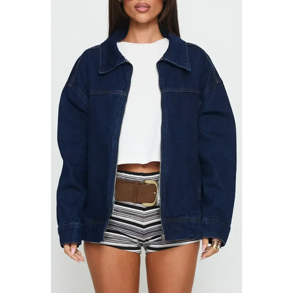 Goldsmith Denim Bomber Jacket by Princess Polly