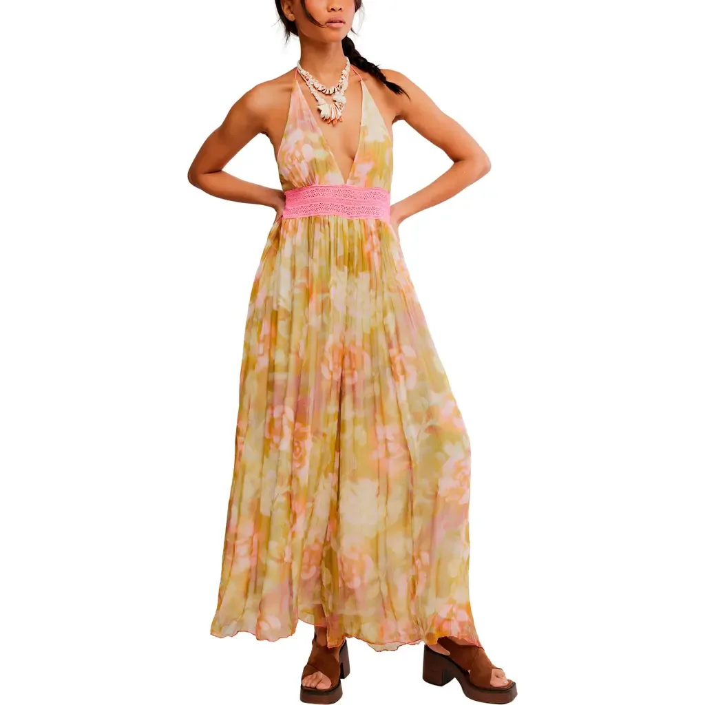 Haze Print Wide Leg Halter Jumpsuit by Free People