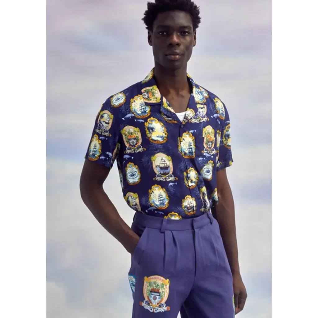 Short Sleeve Camp Collared Shirt Song of Saint Anthony by Hotel Franks By Camilla