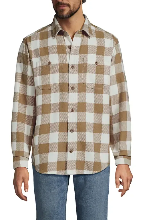 Authentic Flannel Shirt with Corduroy Collar by Lands' End
