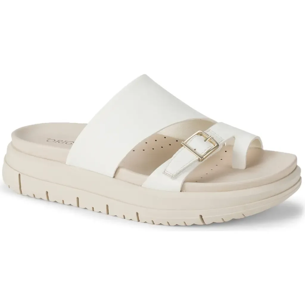 Henrika Slide Sandal in Off White Leather