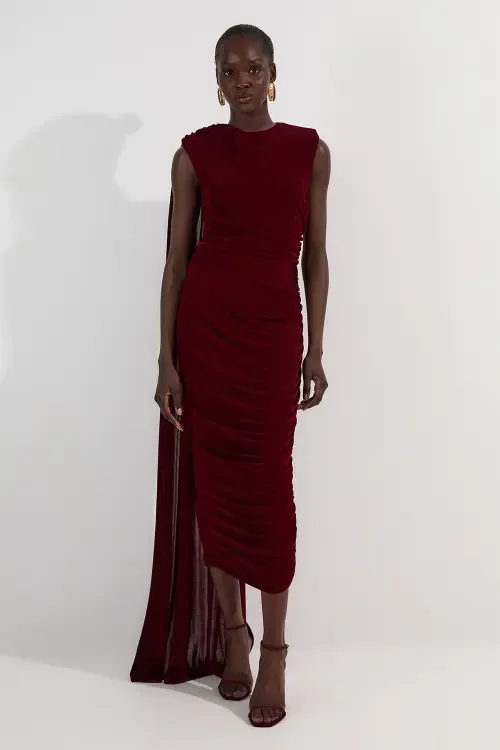 Slinky Crepe Scarf Maxi Dress