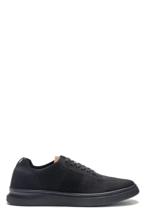 Stride Knit Lace-Up Sneaker in Black Leather by A. Veer