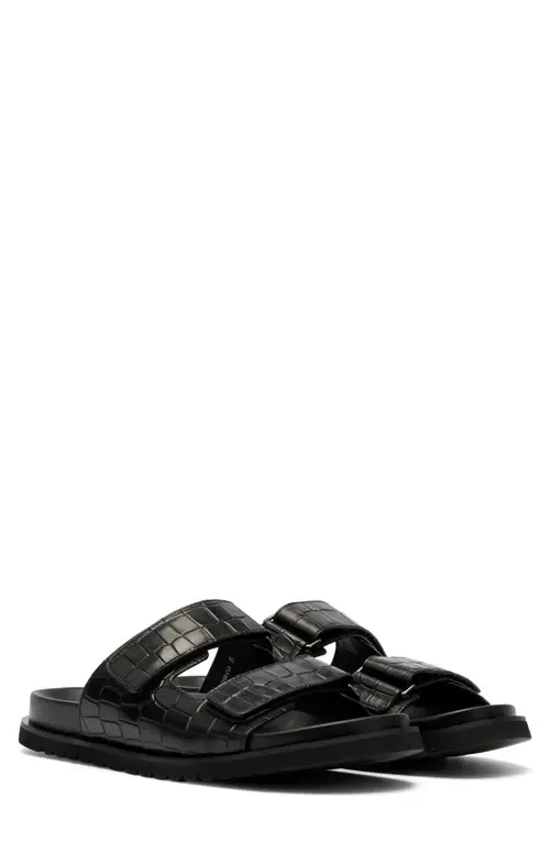 Monaco Croc Embossed Leather Slide Sandal by MARC NOLAN