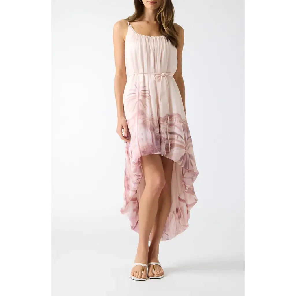 Isla Palm Tree Print High-Low Dress by GUESS