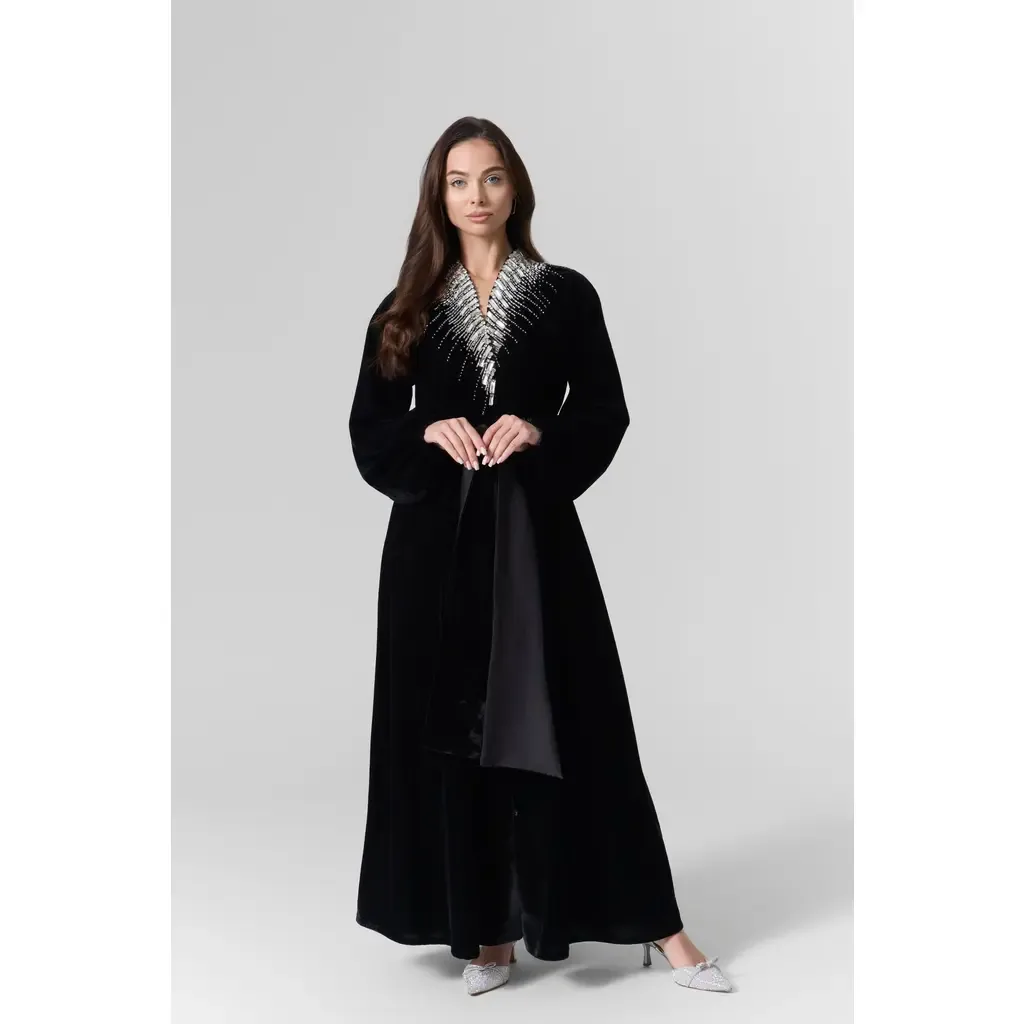 Luna Velvet Embellished Belted Dress by Le Fafo