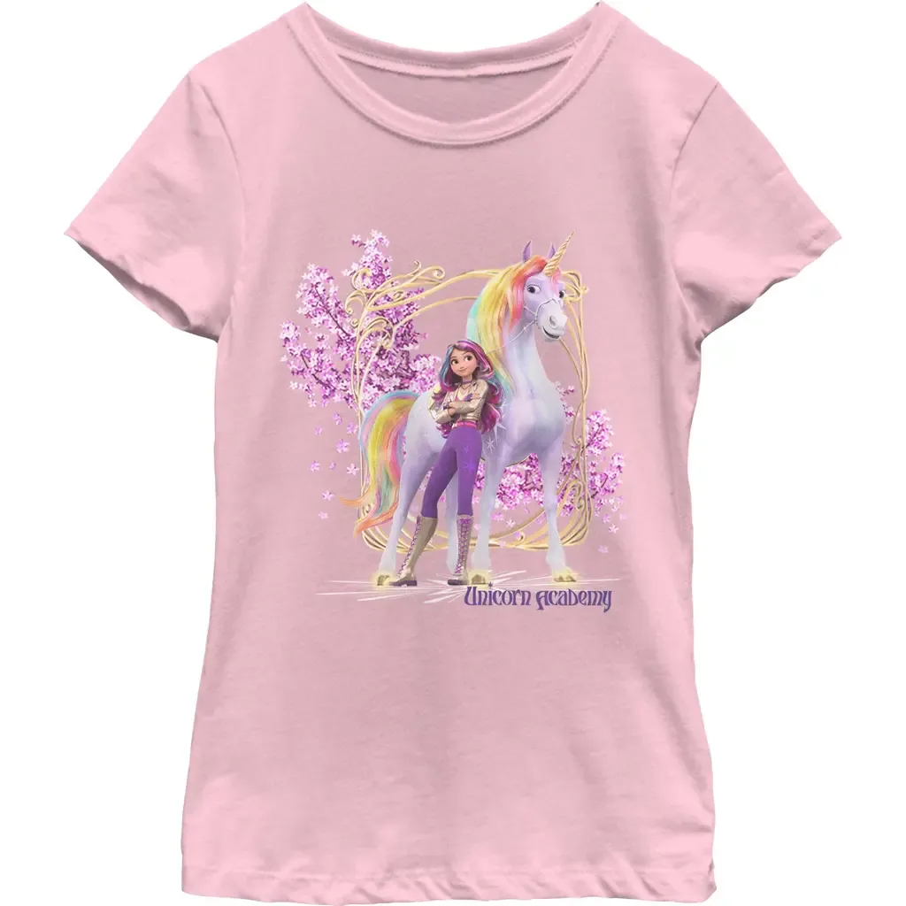 Sophia and Wildstar Floral Graphic Short Sleeve T-Shirt by Unicorn Academy
