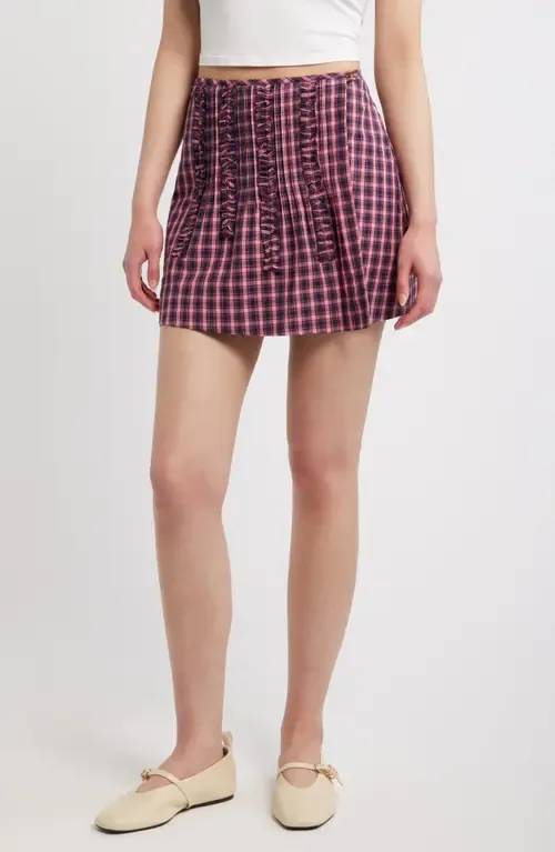 Glinda Checked Ruffled Miniskirt by Damson Madder