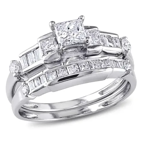 Diamond Multi-Cut Bridal Ring Set 14k by Julianna B.
