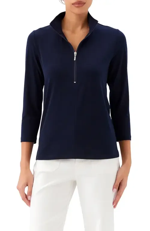 Quarter Zip Travel Jersey Pullover by Karen Kane