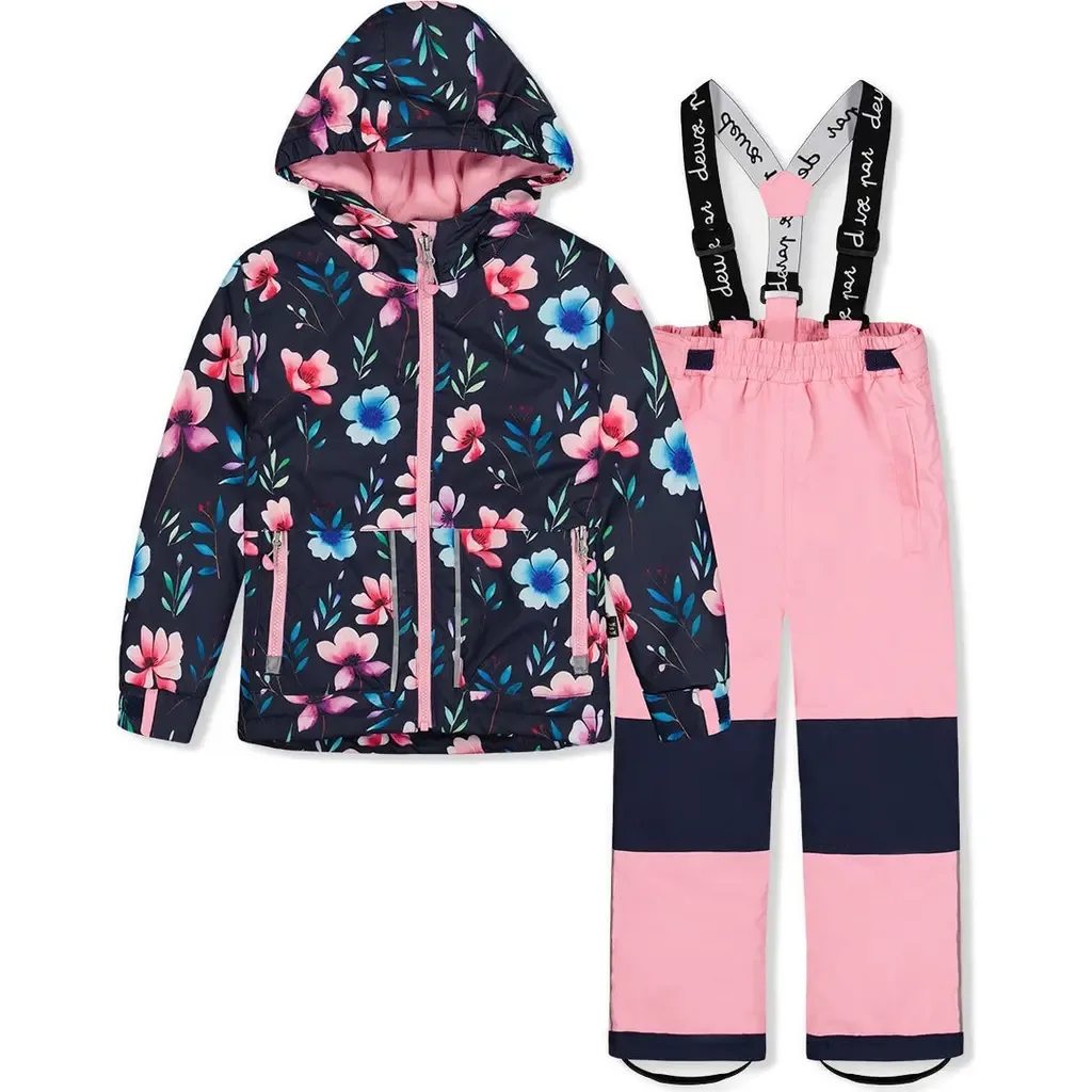 Chill Floral Jacket & Foot Strap Pants Two Piece Snowsuit by Deux par Deux