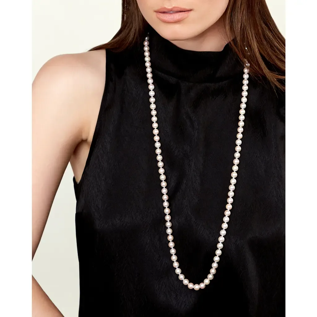 8.0-8.5mm Opera Length Japanese Akoya Pearl Necklace by The Pearl Source