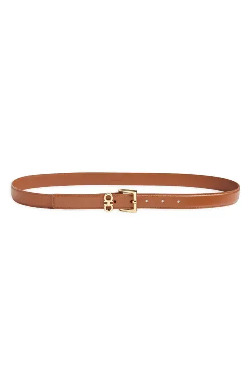 Slim Double Gancio Leather Belt by FERRAGAMO