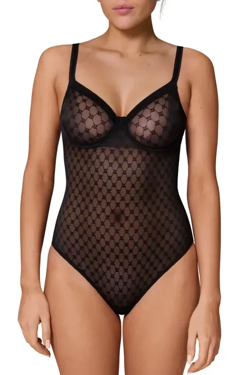 Plume Embroidered Underwire Shaping Bodysuit by Simone Perele