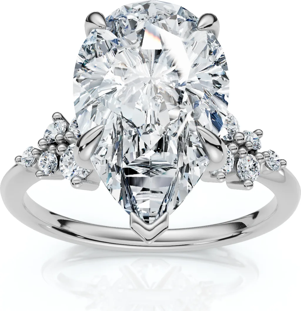Certified 3 1/3Ct Pear Diamond Engagement Ring 14k Gold or Platinum Lab Grown