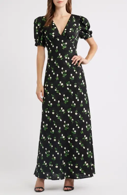 Milan Floral Print Satin Gown by Lulus