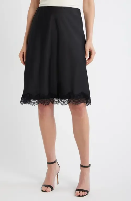 Lace Trim Satin Skirt by Tahari ASL