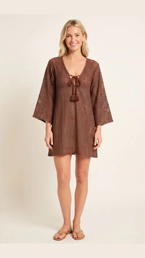 Sorrento Bell Sleeve Crochet Cover-Up by SITANO