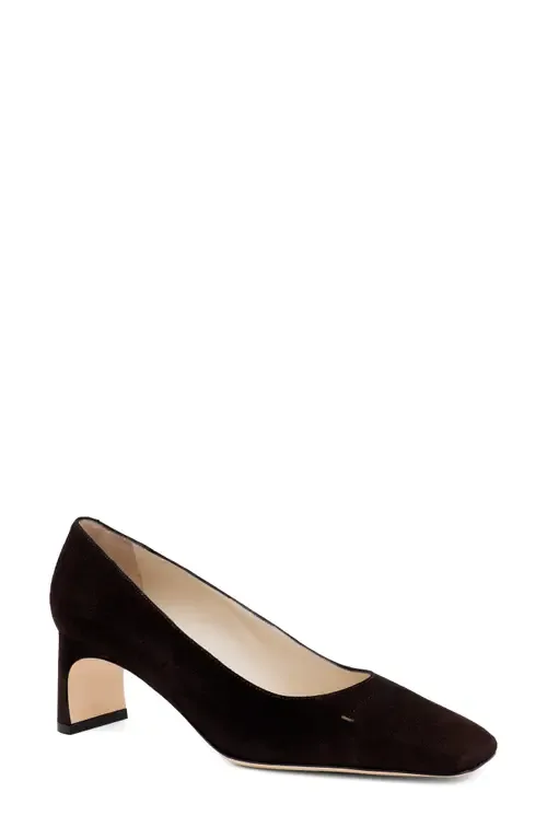 Serapide Cap Toe Pump in Brown Suede