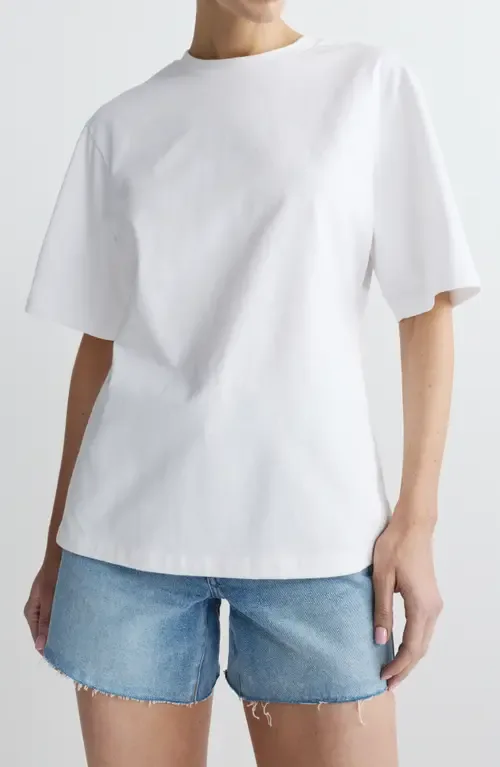 Cotton Jersey Peplum Girlfriend T-Shirt by DL1961