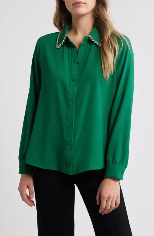 Sylvi Rhinestone Collar Shirt by NIKKI LUND
