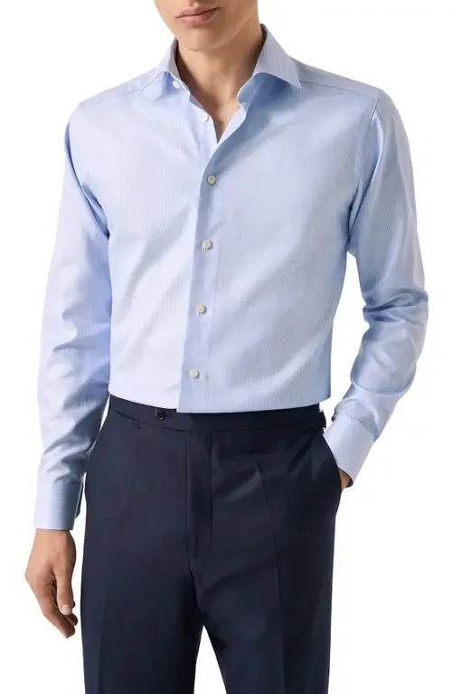 Contemporary Fit Micro Houndstooth Cotton Dobby Dress Shirt by Eton