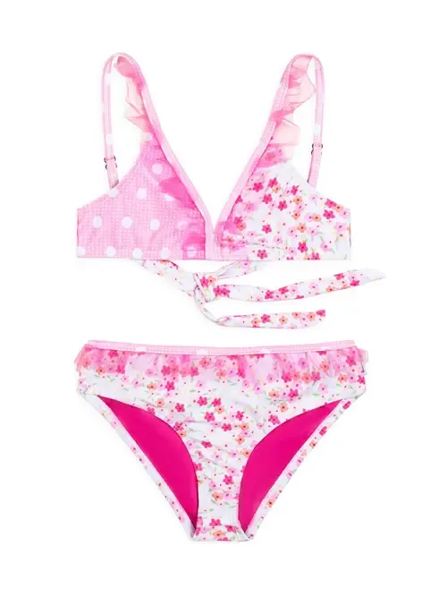 Floral Ruffle Bikini Swimsuit by Limeapple
