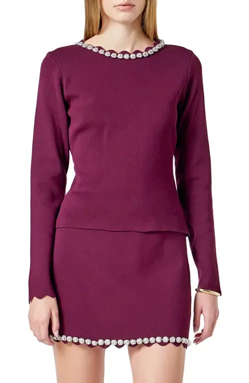 Jewel Neck Knit Top by Endless Rose