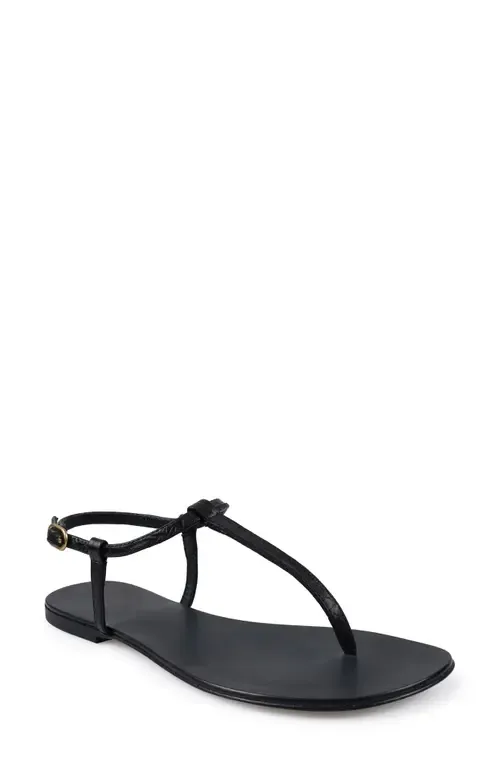 Ankle Strap Sandal in Black Leather