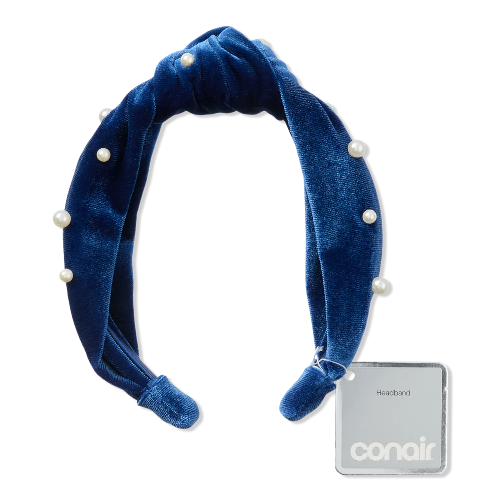 Knotted Velvet Headband with Pearl Accents