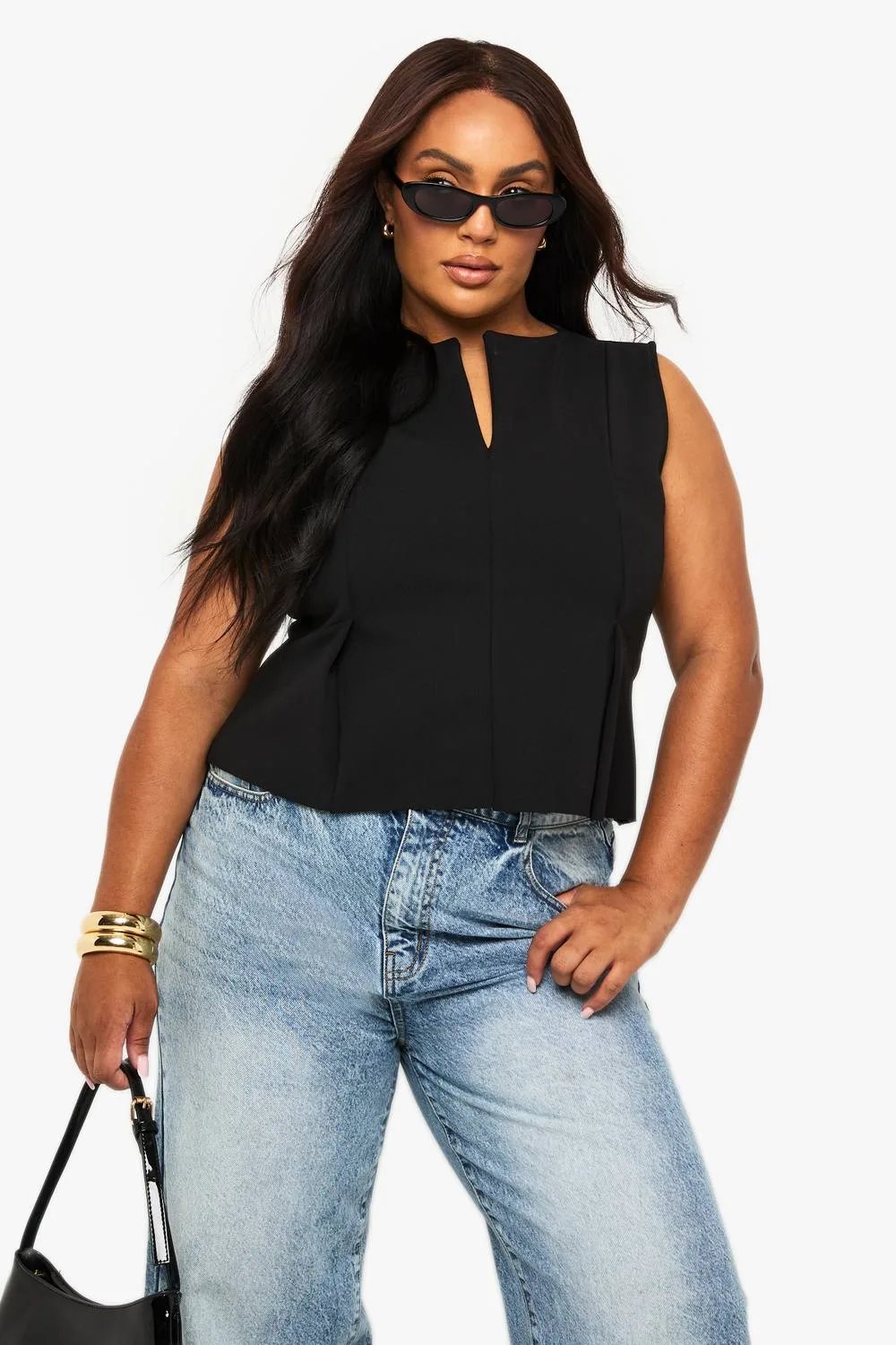 Structured Peplum Hem Top by boohoo