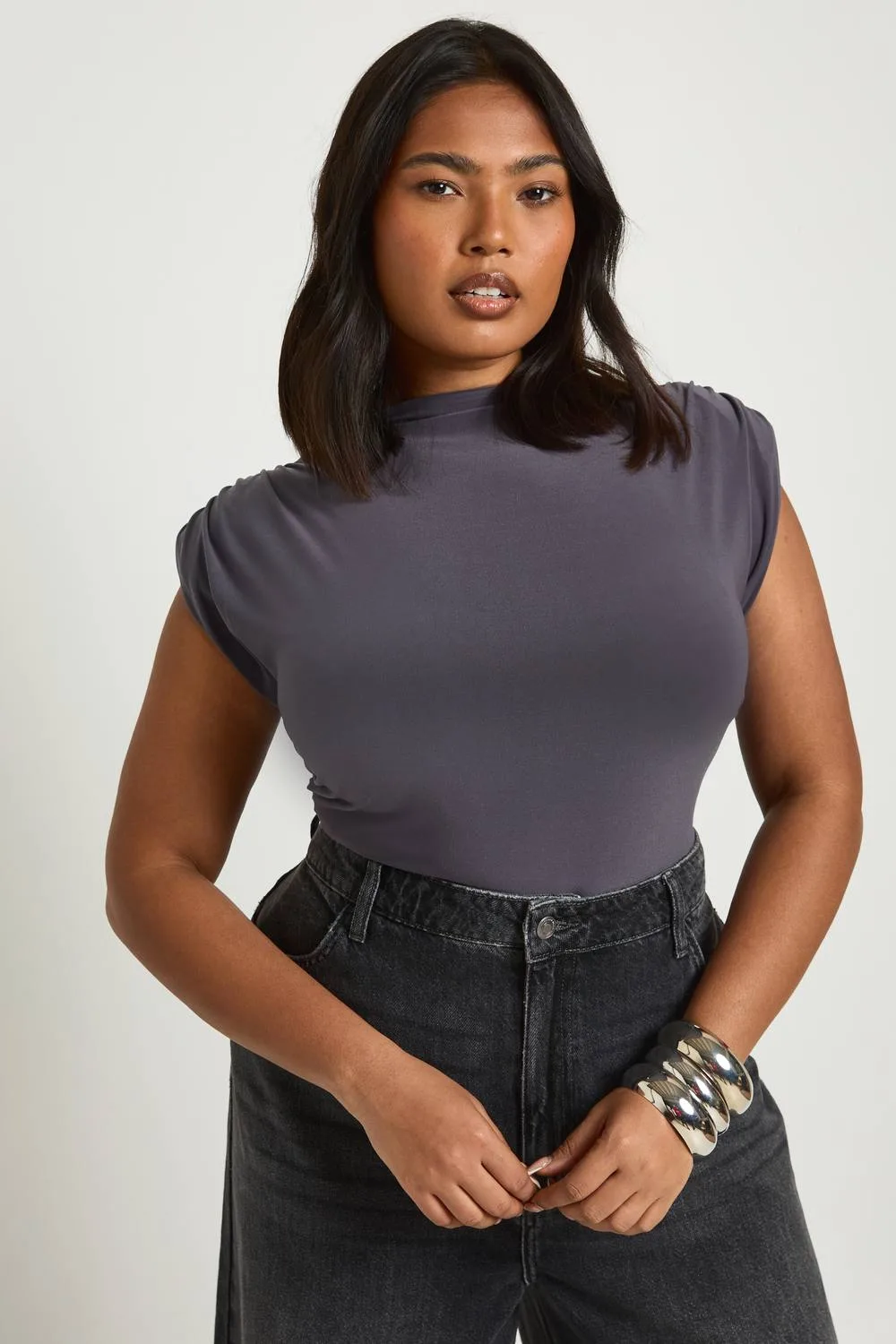 Shoulder Pad Sleeveless Top by boohoo