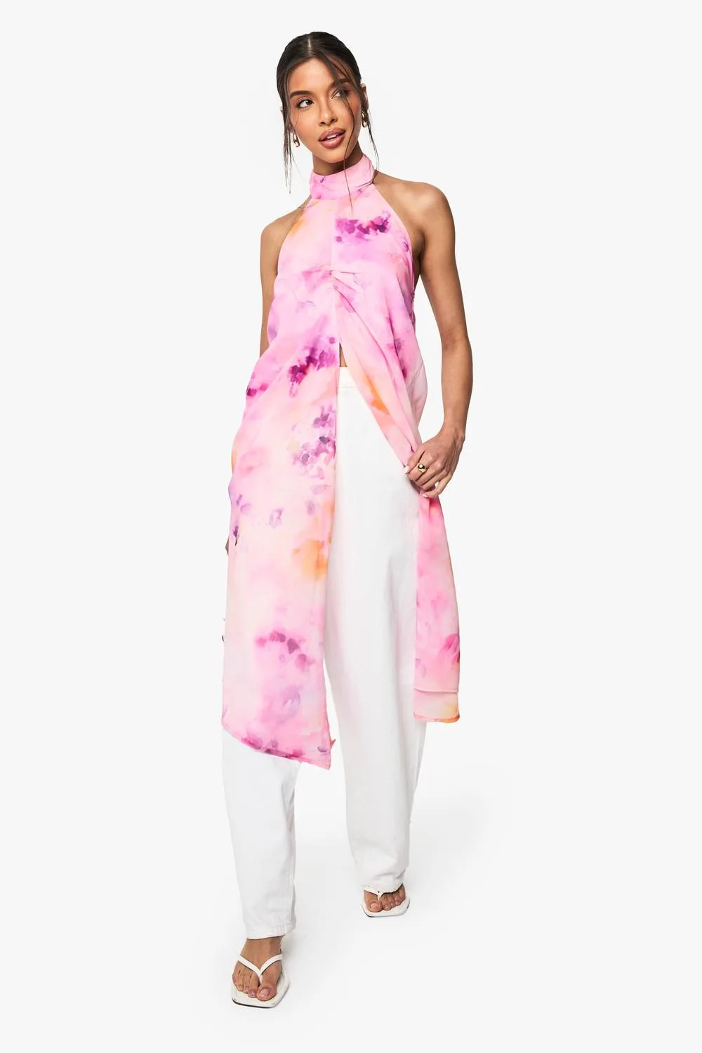 Floral Print High Neck Woven Maxi Top by boohoo