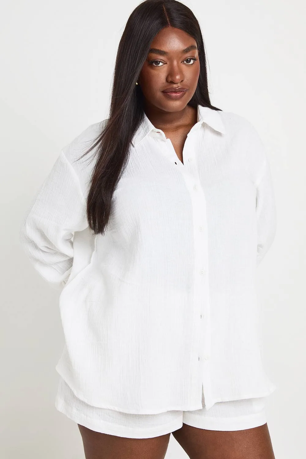 Oversized Long Sleeve Cotton Shirt by boohoo