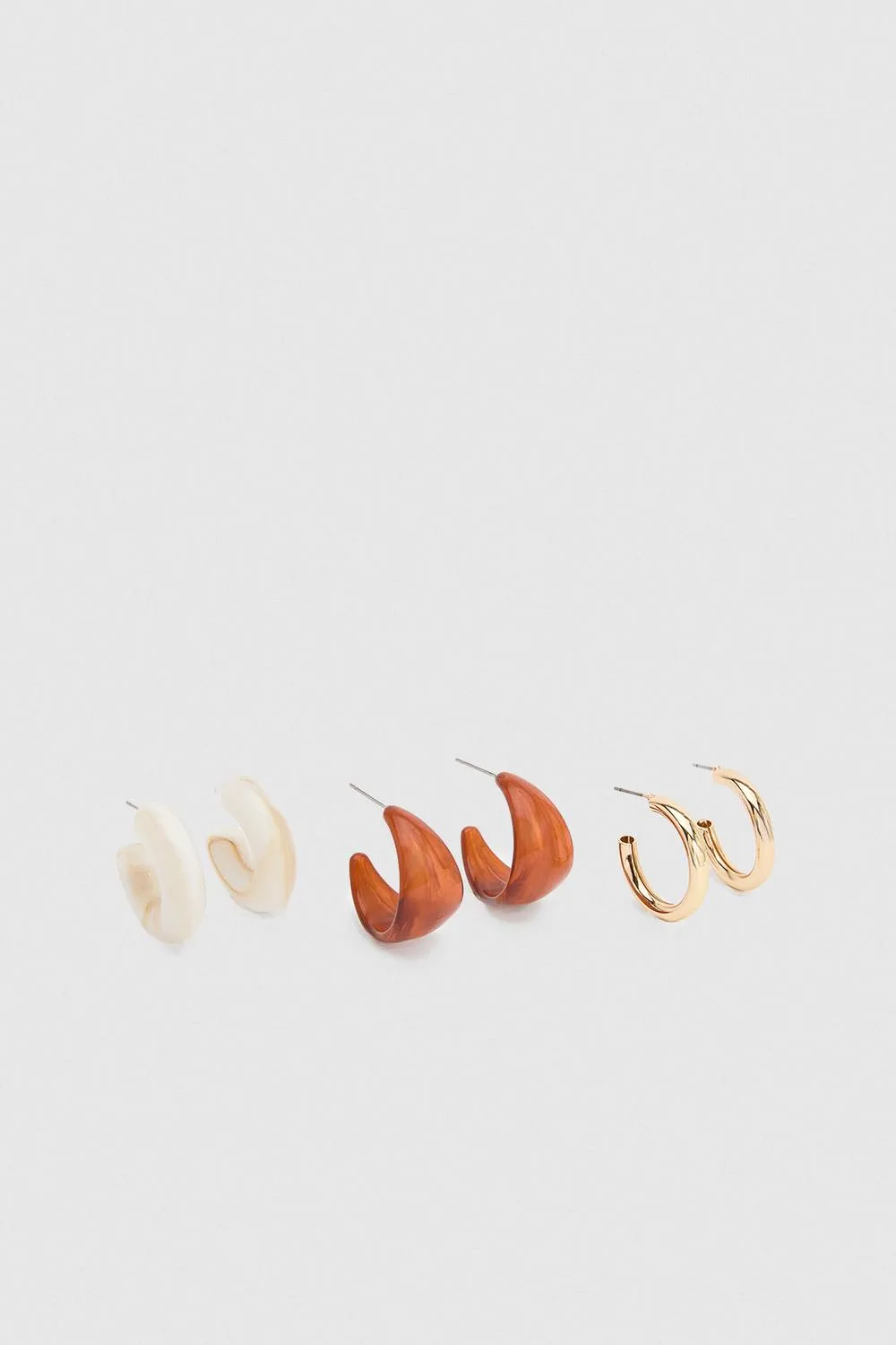 Resin Hoop Earrings 3 Pack by boohoo