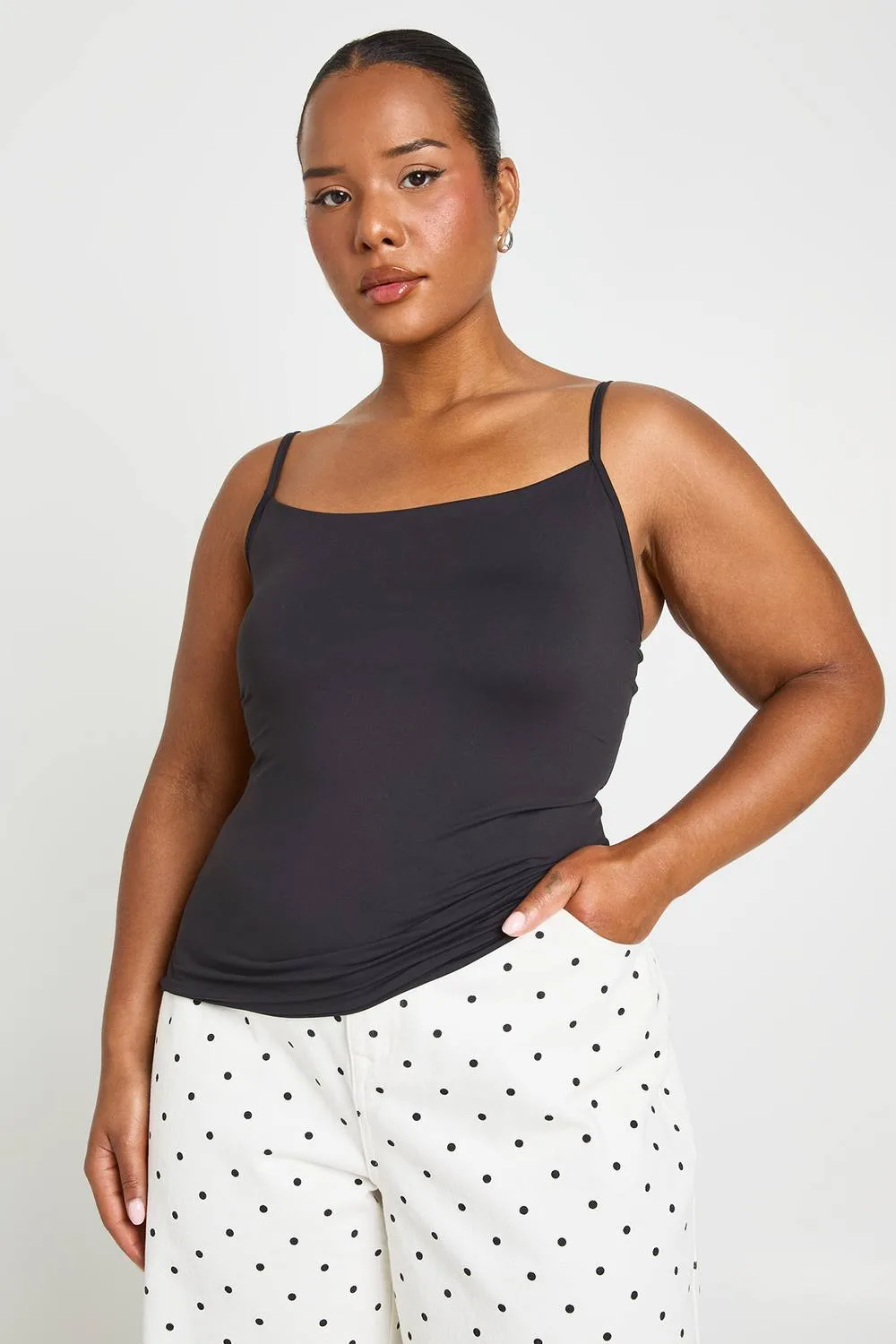 Plus Second Skin Strappy Square Neck Vest Top by boohoo