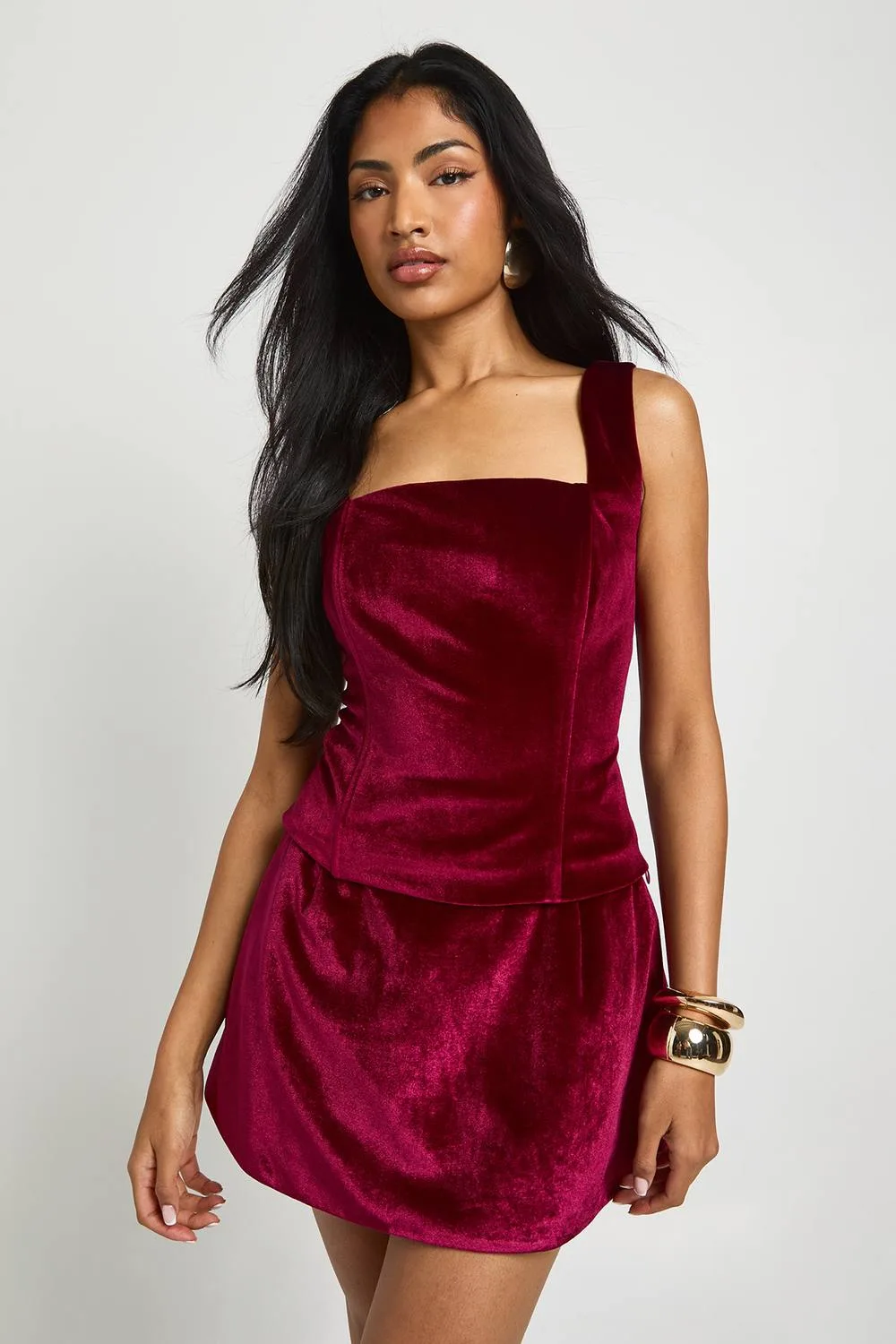 Velvet Corset Top by boohoo
