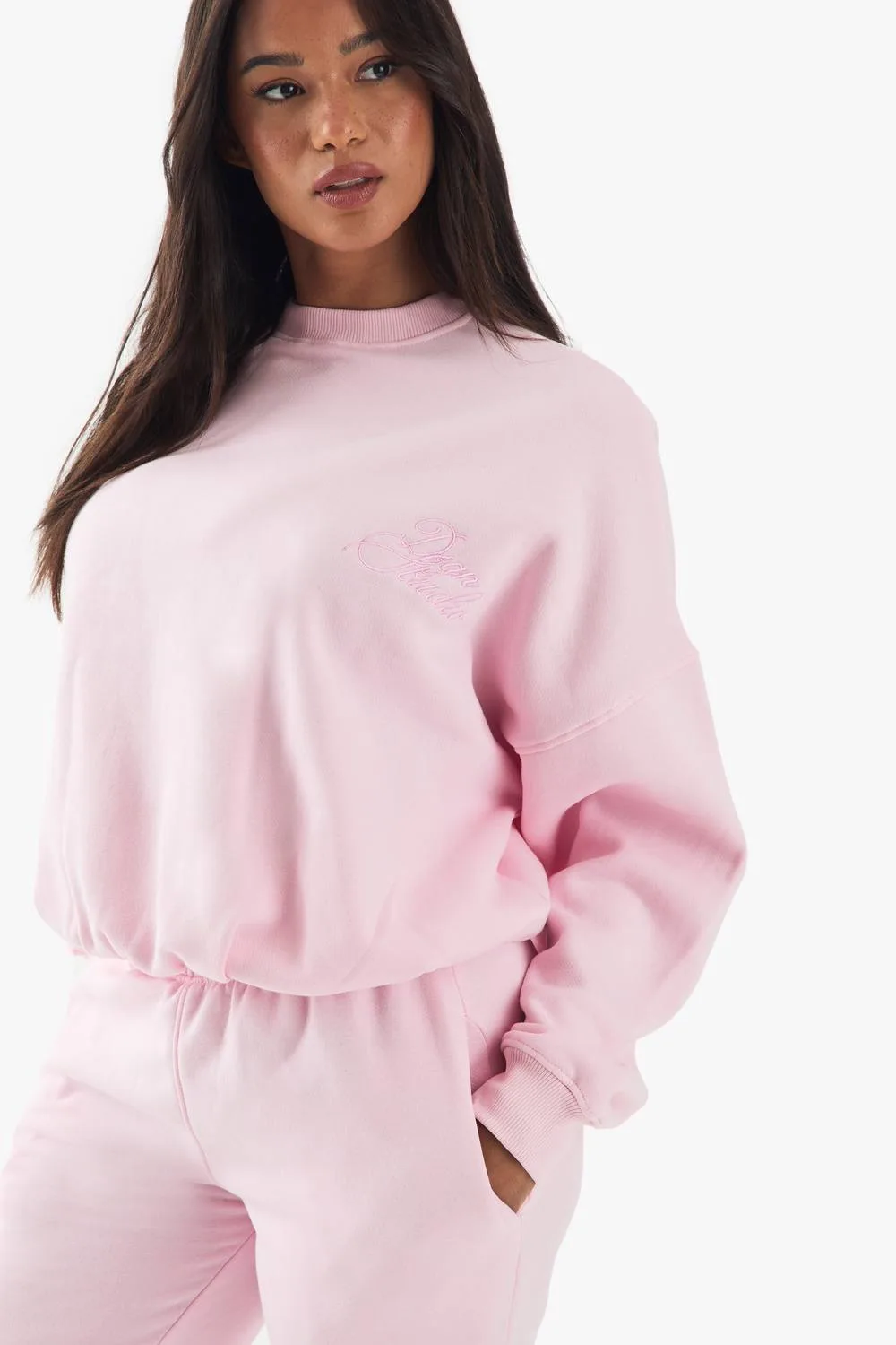 DSGN Studio Contrast Script Pleated Detail Sweatshirt by boohoo