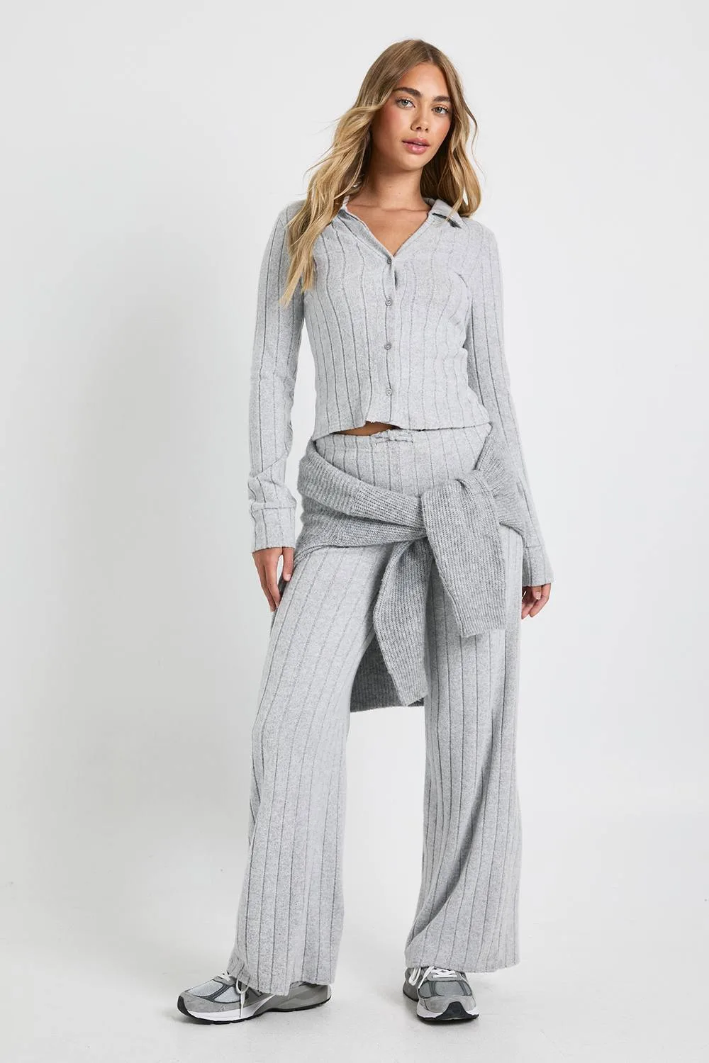 Brushed Rib Wide Leg Trouser