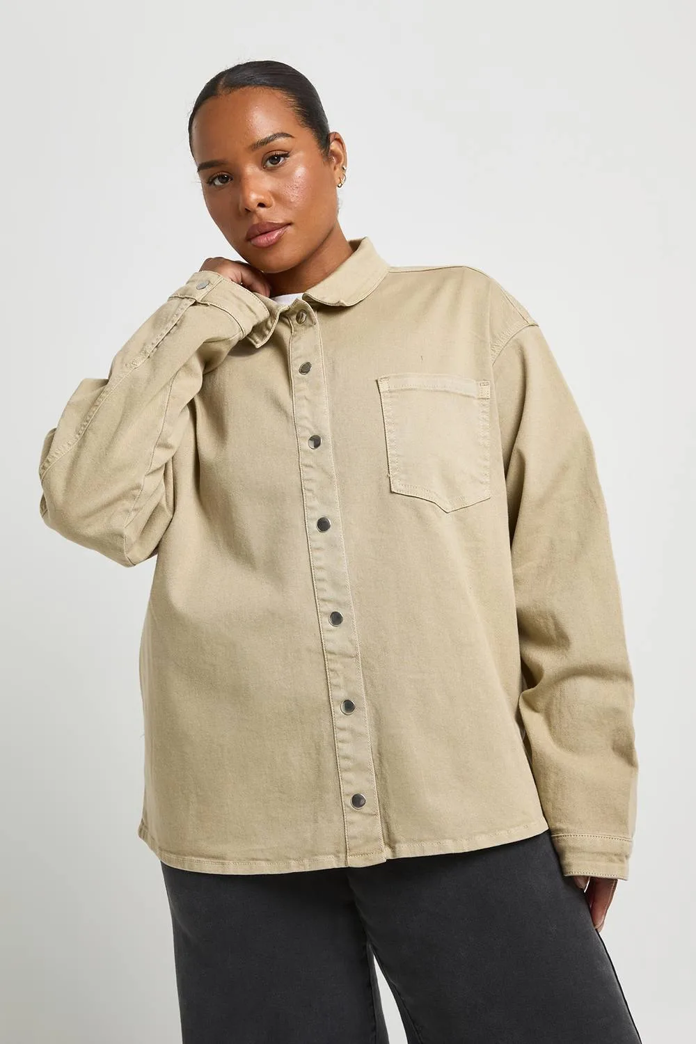 Oversized Denim Shirt by boohoo